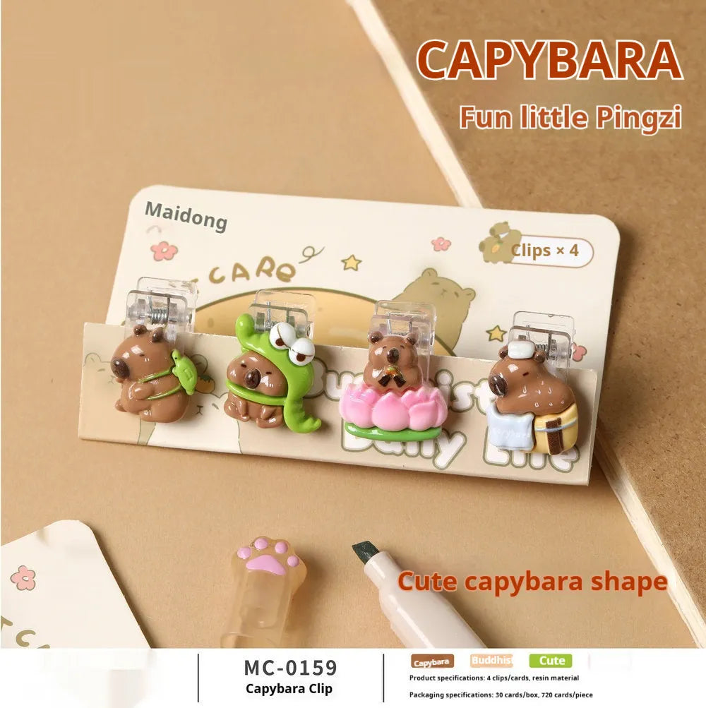 Set of 4 khaki cartoon fashion plastic barrettes, Capabala Clip Suit portable hair clips for women and girls
