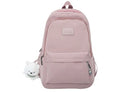 Large capacity nylon backpack in beige with solid colour street style and anti-theft design