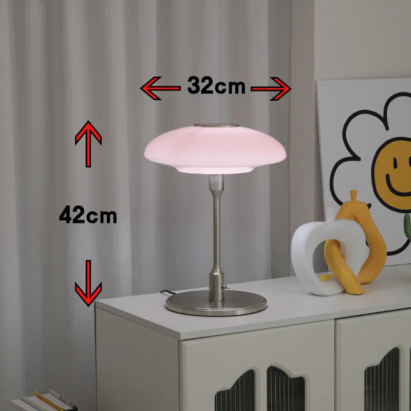 Vintage Korean style bedside ambient light with a nickel-plated metal lamp holder.