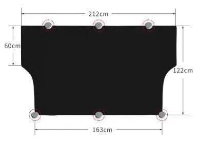 Magnetic car windshield cover with 6 magnets, black and silver, 210x125cm on a car windshield for snow protection