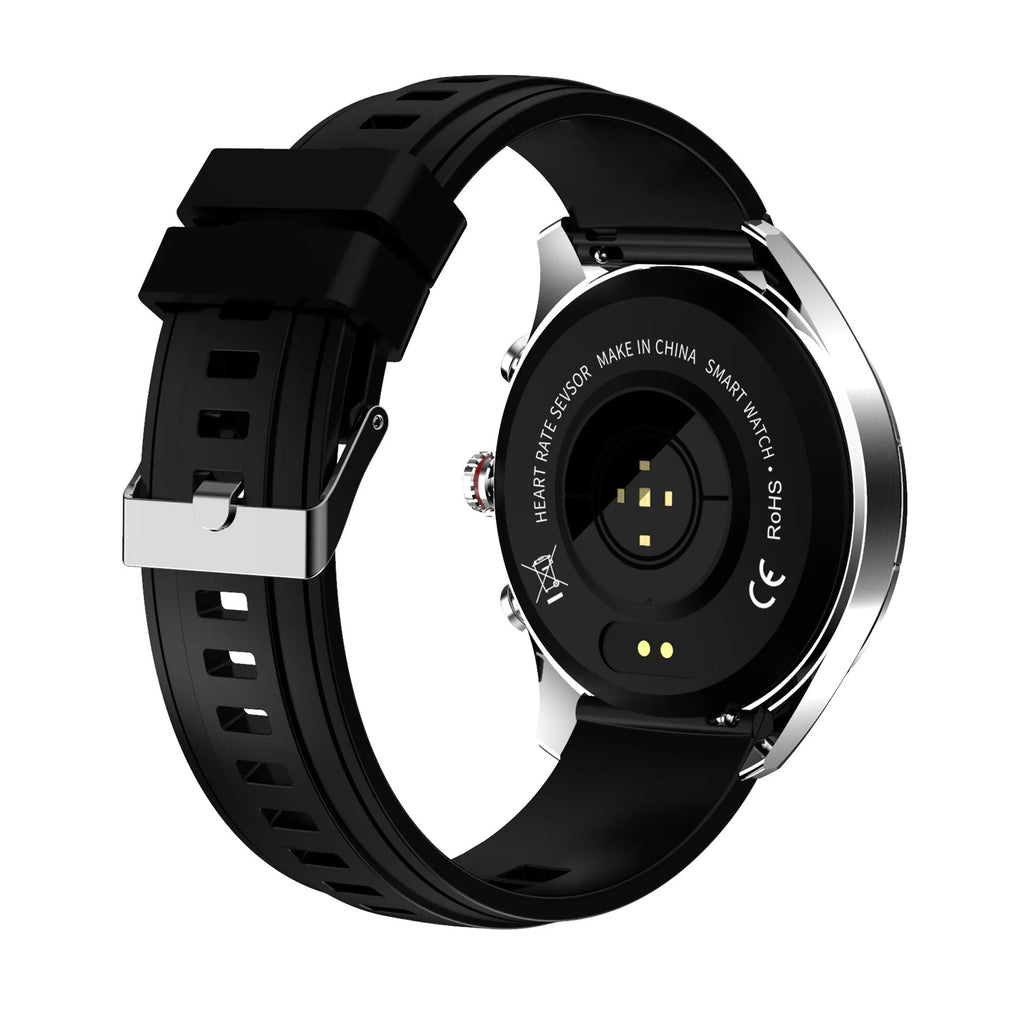 Men's smart bracelet watch with zinc alloy screen and silicone wristband in black, blue, or grey colour