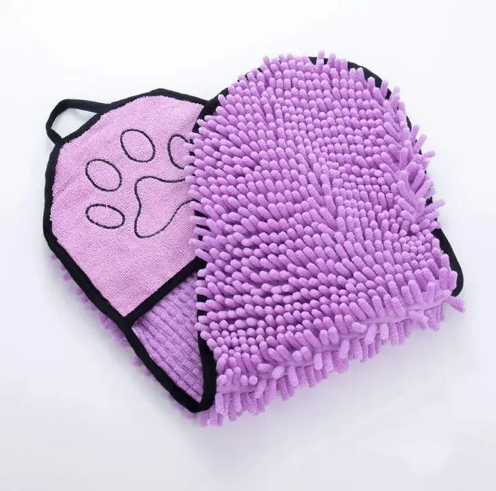 Blue pet bath robe towel for dogs and cats, showing quick-dry absorbent fabric