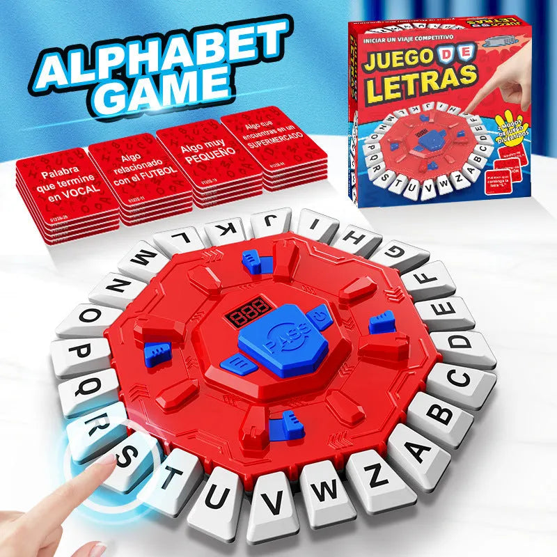 Multifunctional crazy letter game turntable desktop game in plastic with English Blue colour option