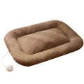 Four-season pet cushion mat with removable top layer in brown and green colours