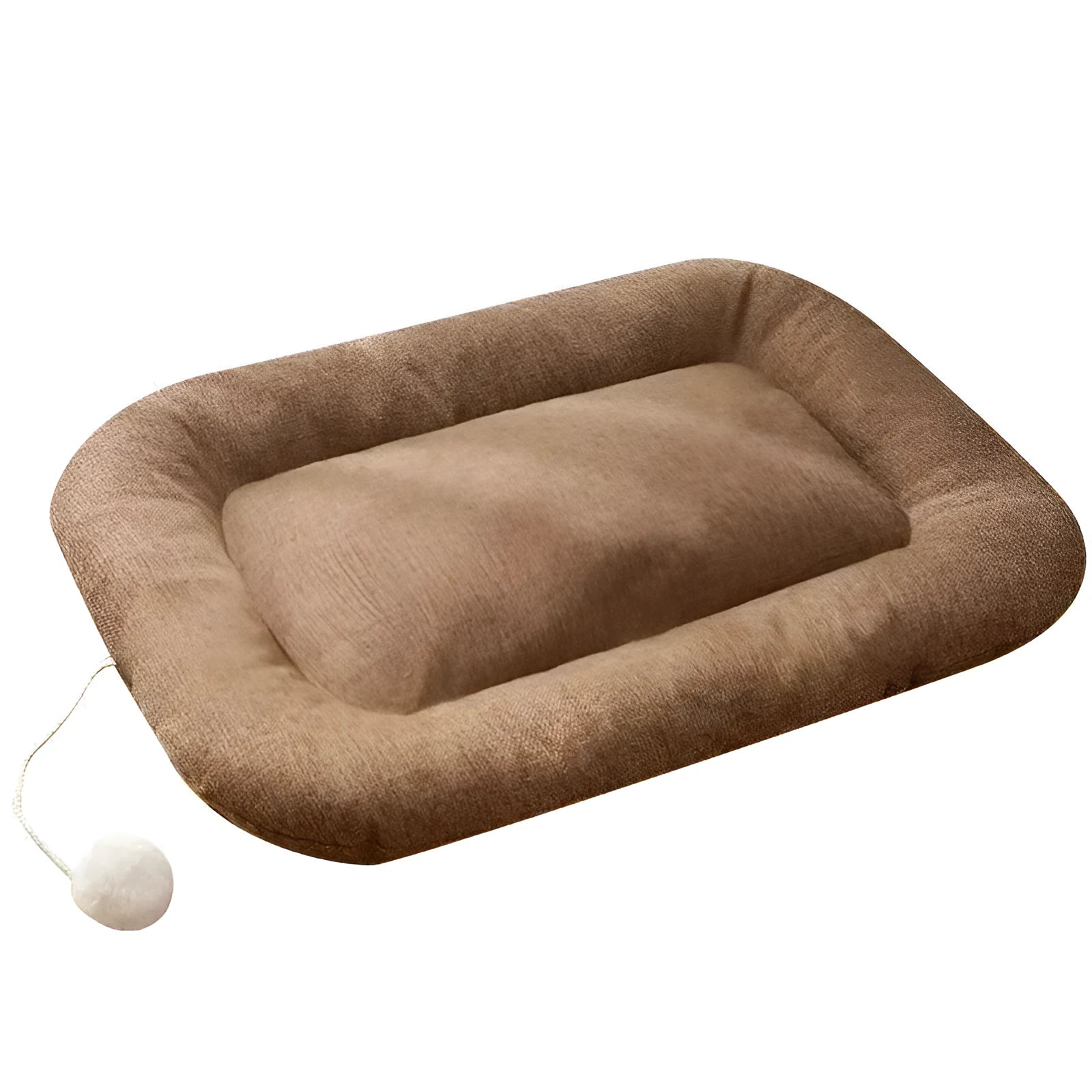Four-season pet cushion mat with removable top layer in brown and green colours