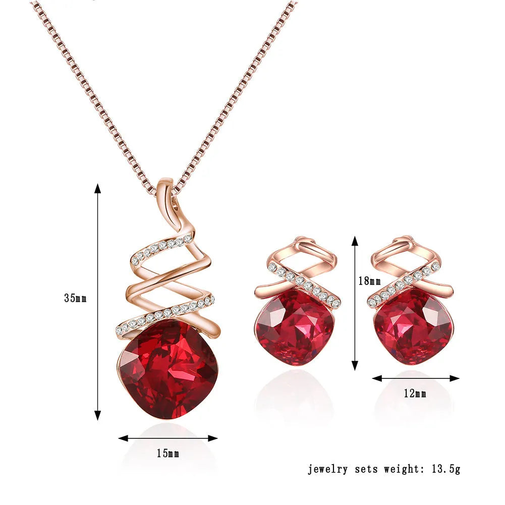 Women's alloy necklace and earring set with an adjustable water wave chain.