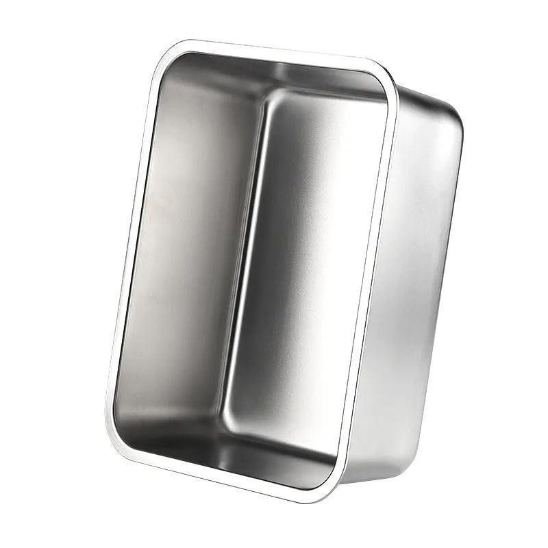 Large stainless steel litter box with anti-corrosion finish, 60x40x20cm size, on floor