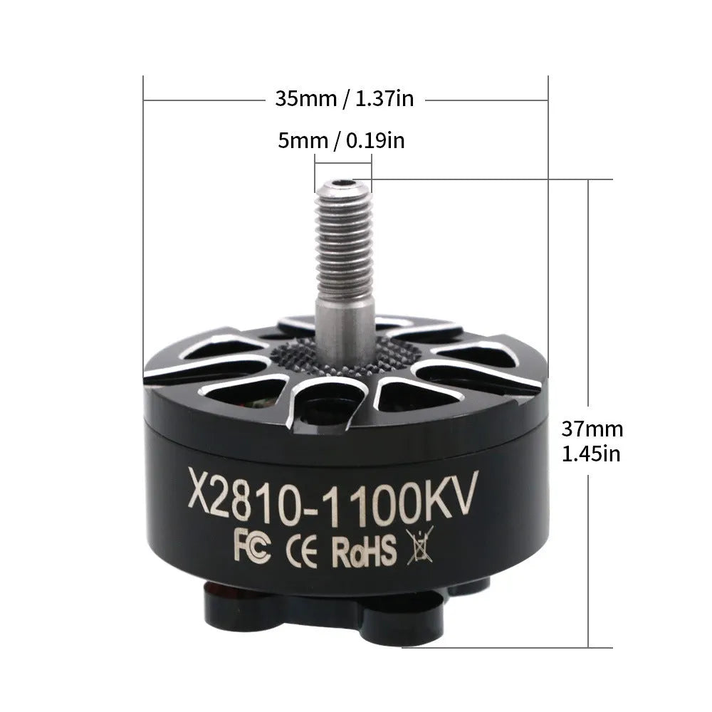 X2810 series brushless motor for RC drone and multi-axis flight model with metal construction.