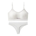 Seamless contrast back sports bra top set with moulded cup in black, grey, khaki, green, or white.
