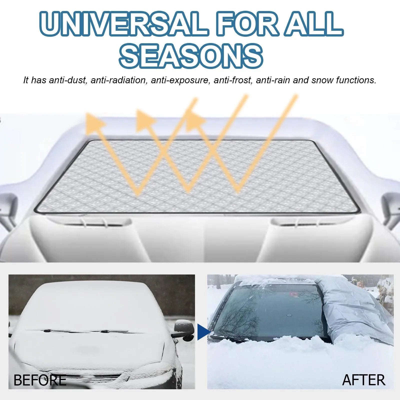 Car windshield aluminium film frost cover measuring 140x95cm with nylon and aluminium film construction