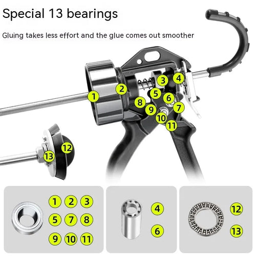 13 bearing aluminium alloy automatic adhesive breaking glass glue gun for sealants