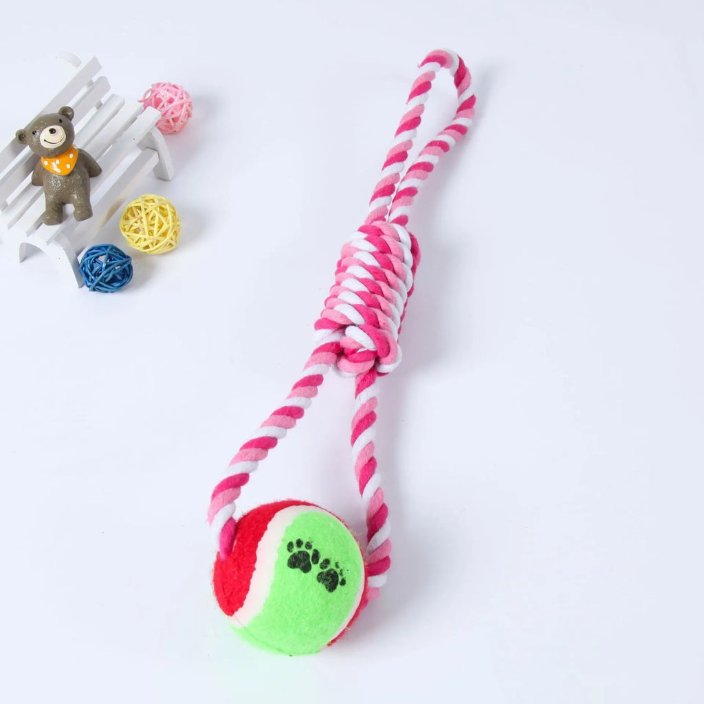 38cm red and white cotton rope dog toy with ventilation holes for medium large breeds