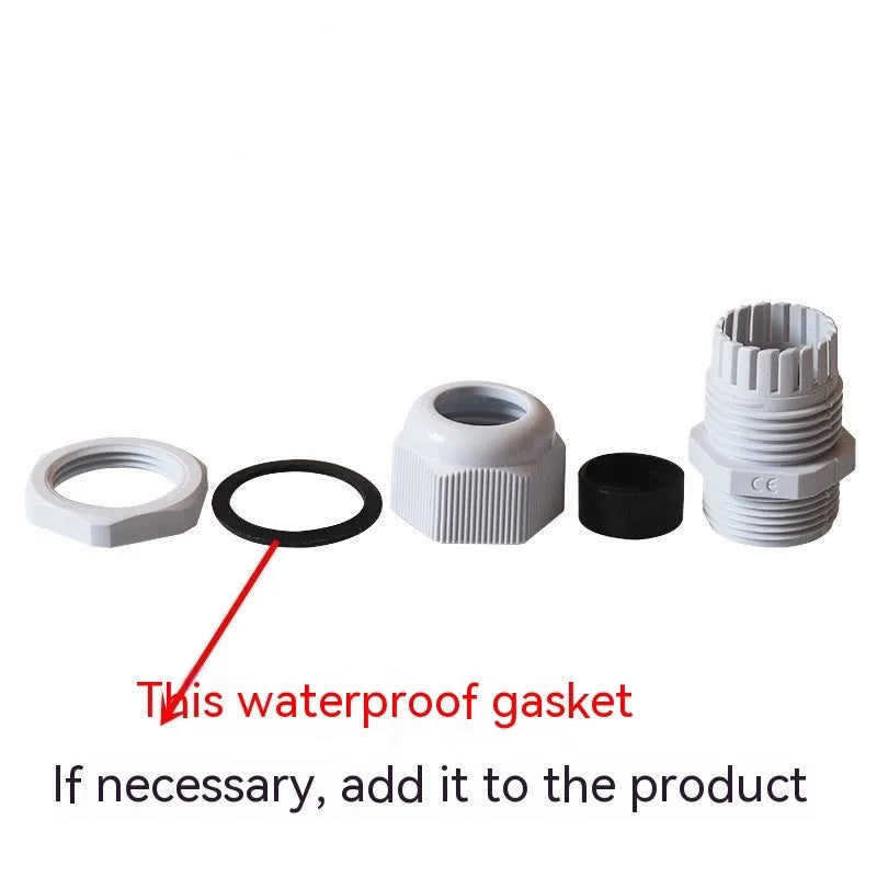 PG11 IP68 nylon cable waterproof connector in black, red, and white plastic