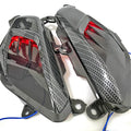 Pair of Yamaha NMAX aftermarket LED side lamps with carbon fibre decal on ABS shell.