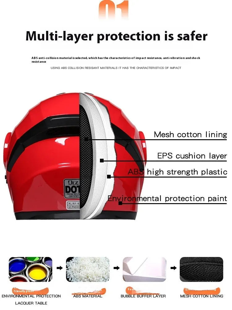 Full face motorcycle helmet in ABS construction with visor, available in matte black and white colour options