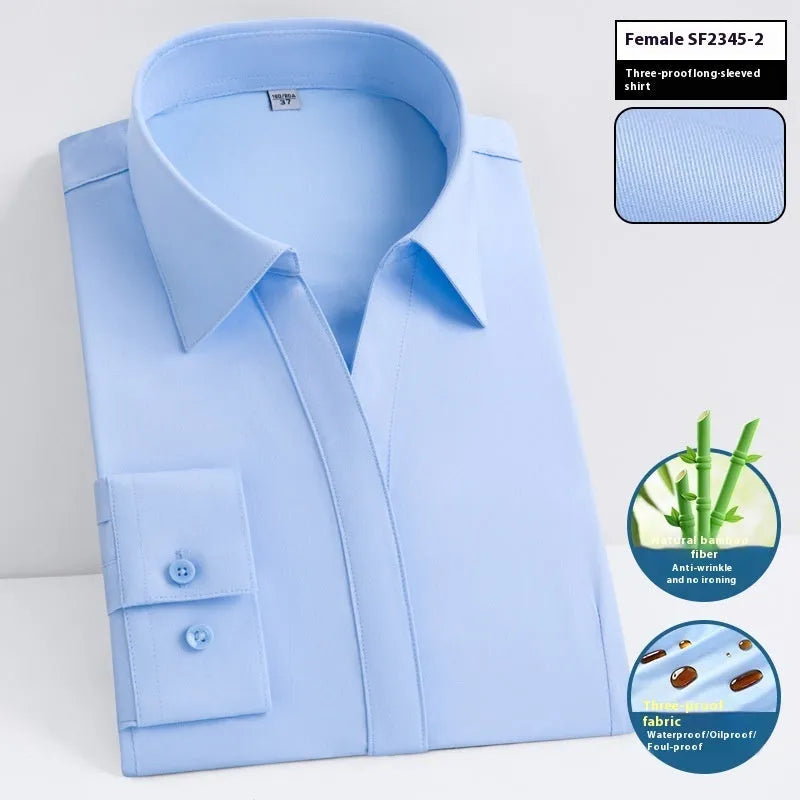 Men's bamboo fibre business shirt with square collar available in long sleeve and short sleeve styles
