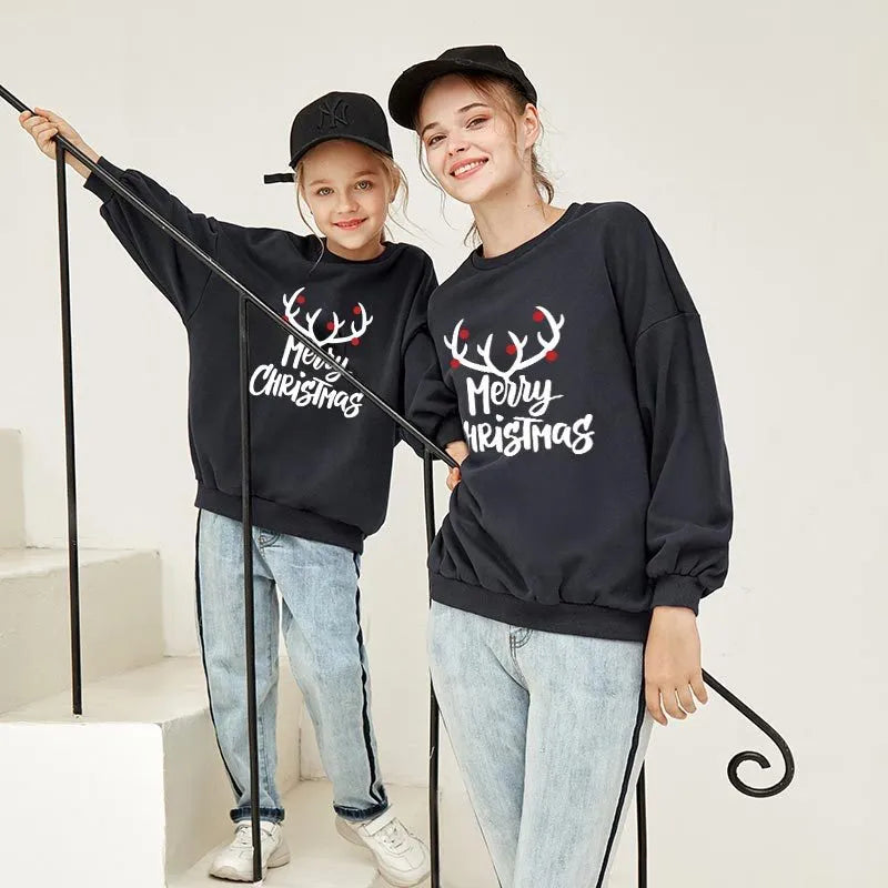 Family matching Christmas sweater pullover jumper in black and red for men women kids and babies