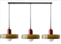 Three-head glass chandelier with iron frame in long platter design