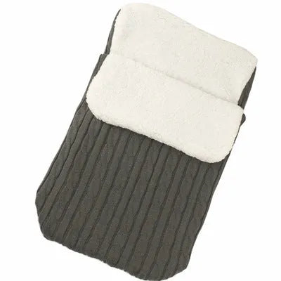 Baby stroller sleeping bag with envelope design in various colours showing lamb cashmere lining and cotton wool filling