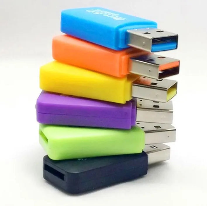 Mini USB TF card reader with 16GB microSD card and SD adapter for data transfer