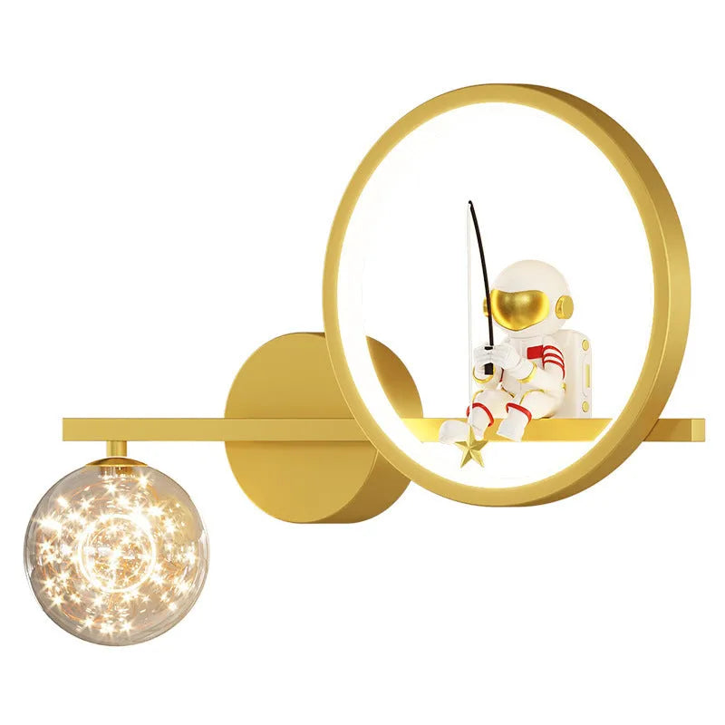 Cartoon astronaut star sky ball bedside lamp in white colour option for children's room