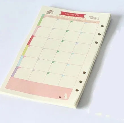 45 sheets of coloured A5 A6 binder filler paper with multiple ruling styles for planners and diaries