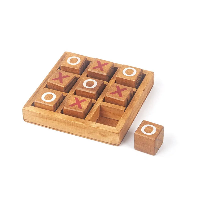Children's wooden XO Chess board game on table for intellectual development ages 0-6