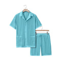 Women's lightweight beach outfit two-piece set with short sleeve cardigan and matching shorts