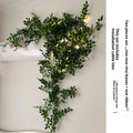 Artificial fake rose flower rattan for air conditioning pipe occlusion balcony decor with wire leaves and coloured lanterns