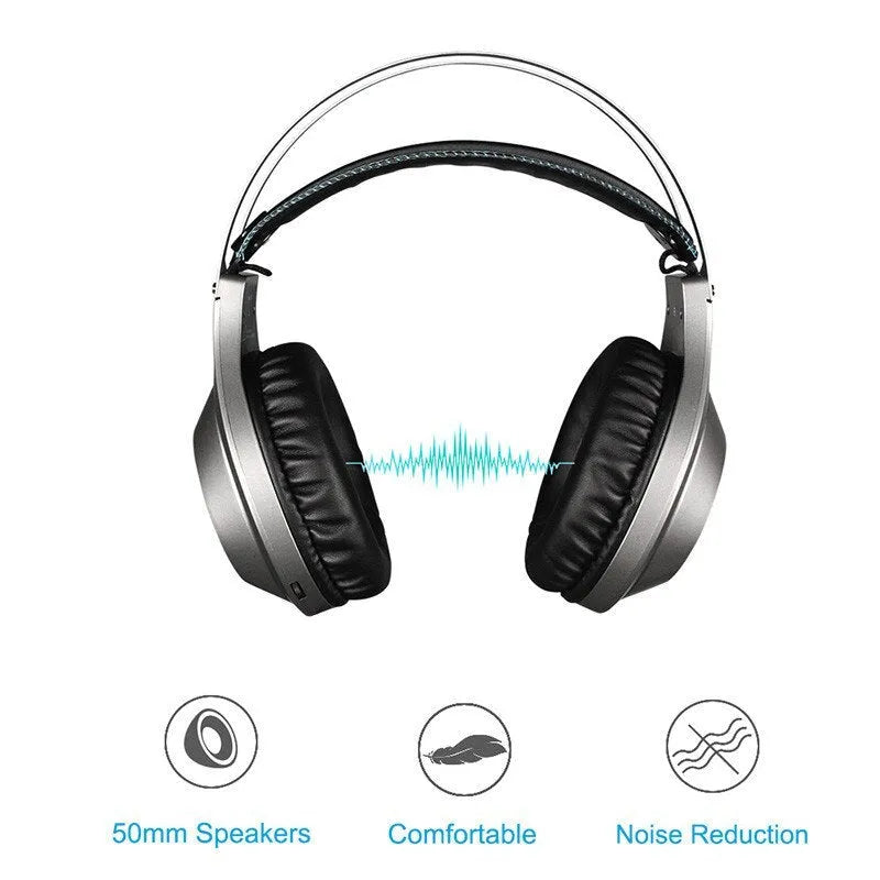 NUBWO Wolf Bowang N2 black and silver over-ear gaming headset with microphone and volume control.