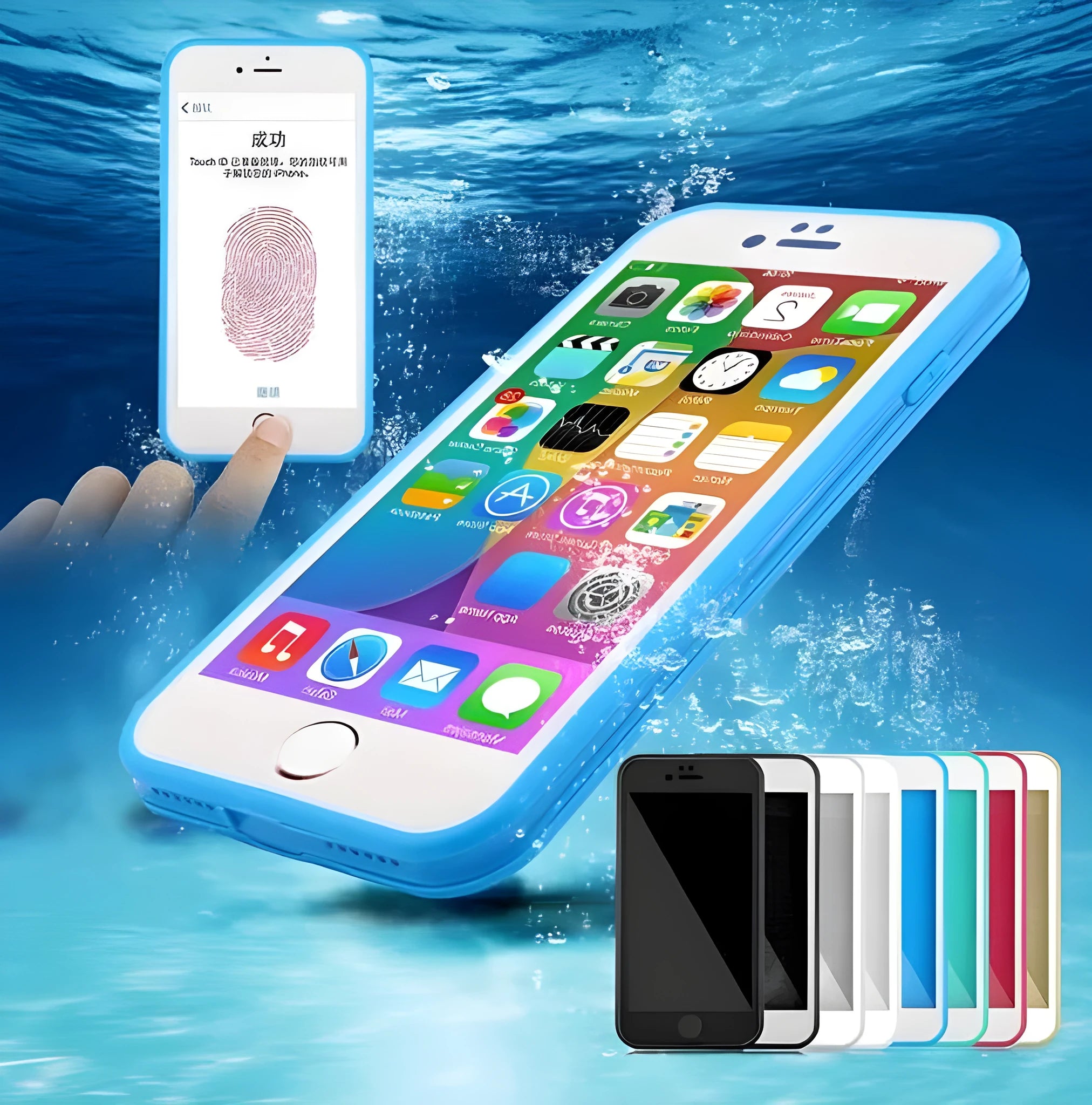 Waterproof case for iPhone XR, front and back covers, black silicone rubber with camera cutout