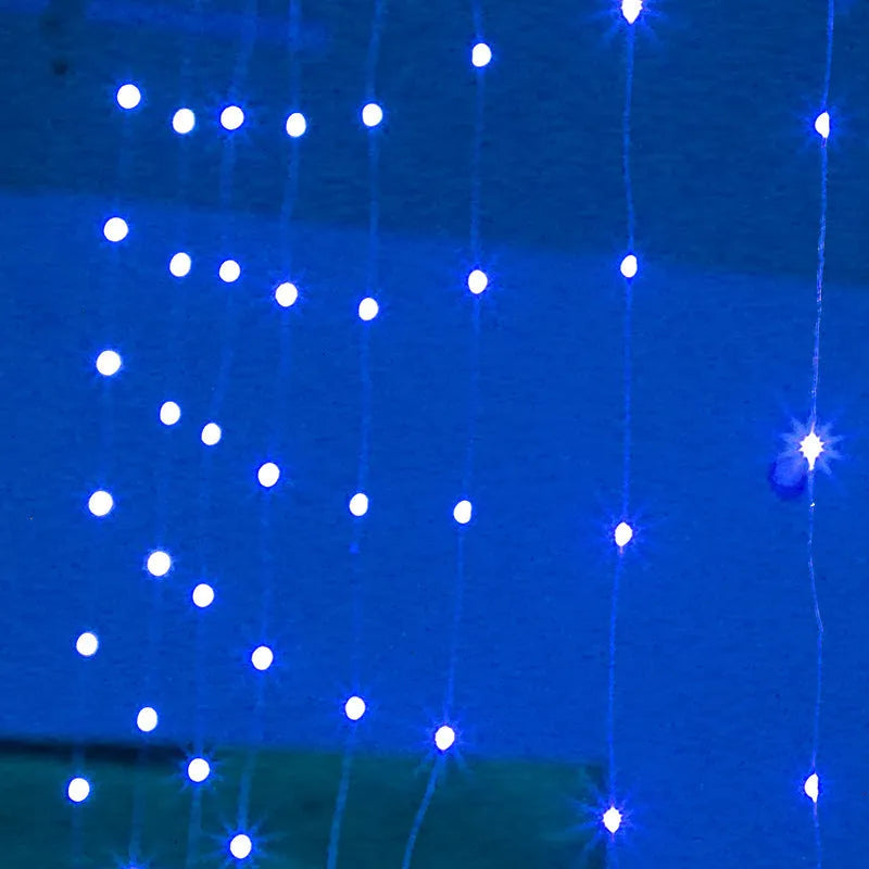 Copper curtain LED string lights with multiple beads, powered by USB cable, in a choice of colours.