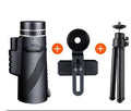 Black 40x60 smartphone monocular telescope with 144mm length on a table.