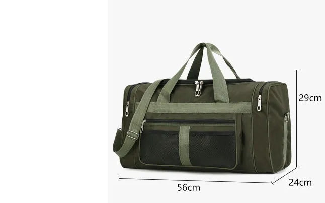 Folding travel bag 56x24x29cm in black with main compartment and front zipper pocket