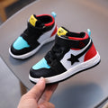 Children's casual sports shoes with TPU upper, rubber sole, Velcro fastening, cartoon pattern, black or white, sizes 22-31