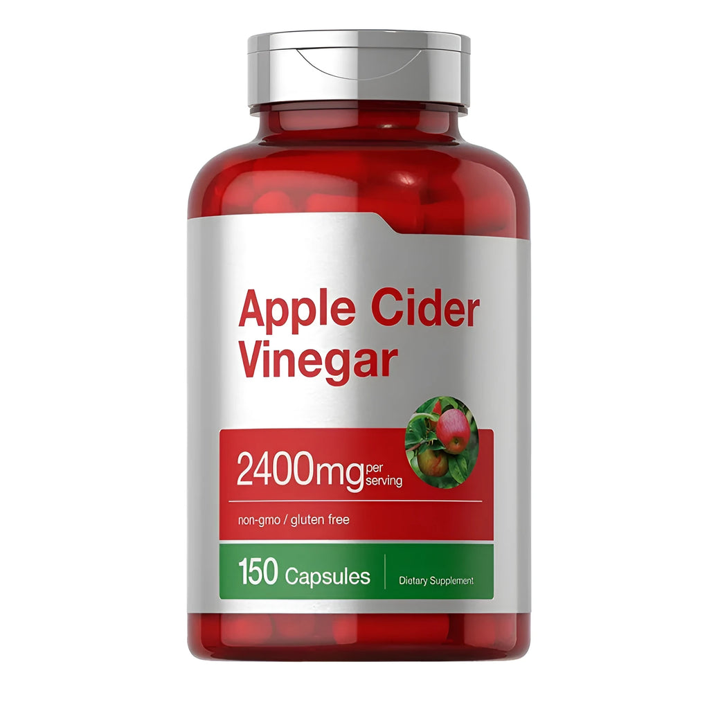 Bottle of 150 apple vinegar capsules, a convenient dietary supplement format