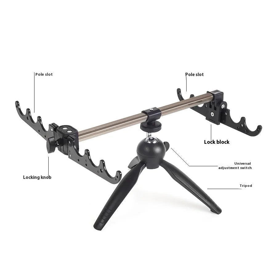 Aluminium alloy ice fishing rod holder tripod bracket on ice.