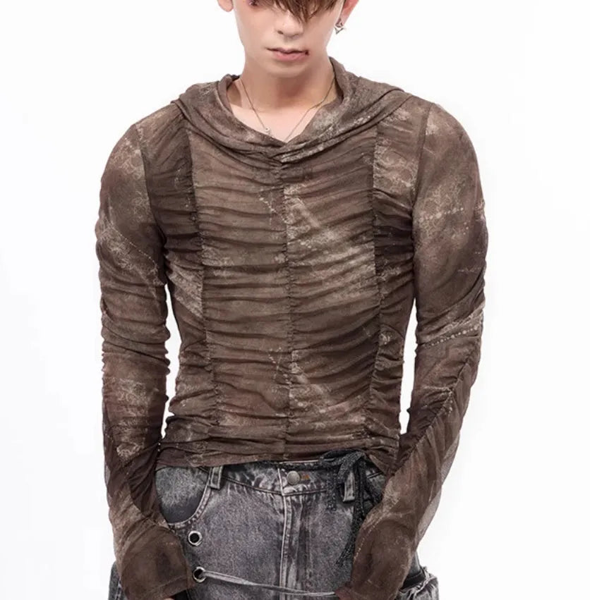 Lightweight ice silk bottoming shirt for boys in a picture colour, shown as a base layer under a printed top.