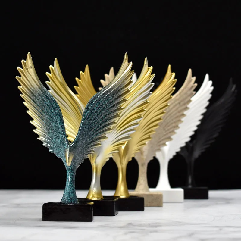 Mini synthetic resin wing ornament in golden, gold silver, white or black Roc and Angel designs