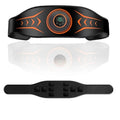 EMS abdominal massage belt with rechargeable host, adjustable strap, and arm stickers for muscle stimulation