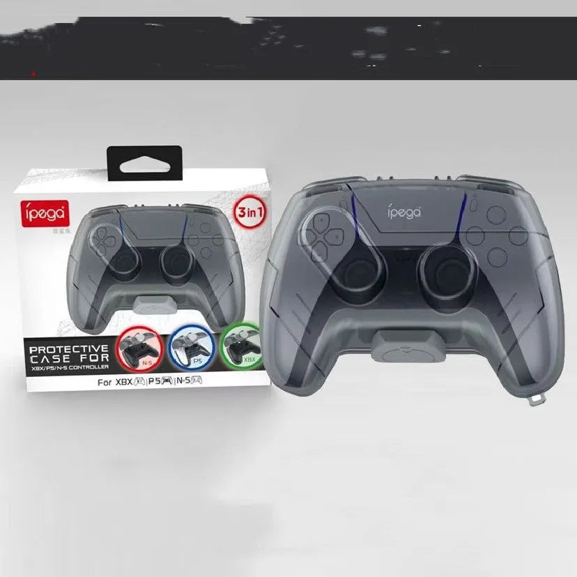 Transparent grey hard plastic game controller protective storage case