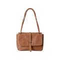 Vegetable-tanned leather retro crossbody tote bag in coffee, elephant gray, caramel or black, large or medium, with inner patch pocket.