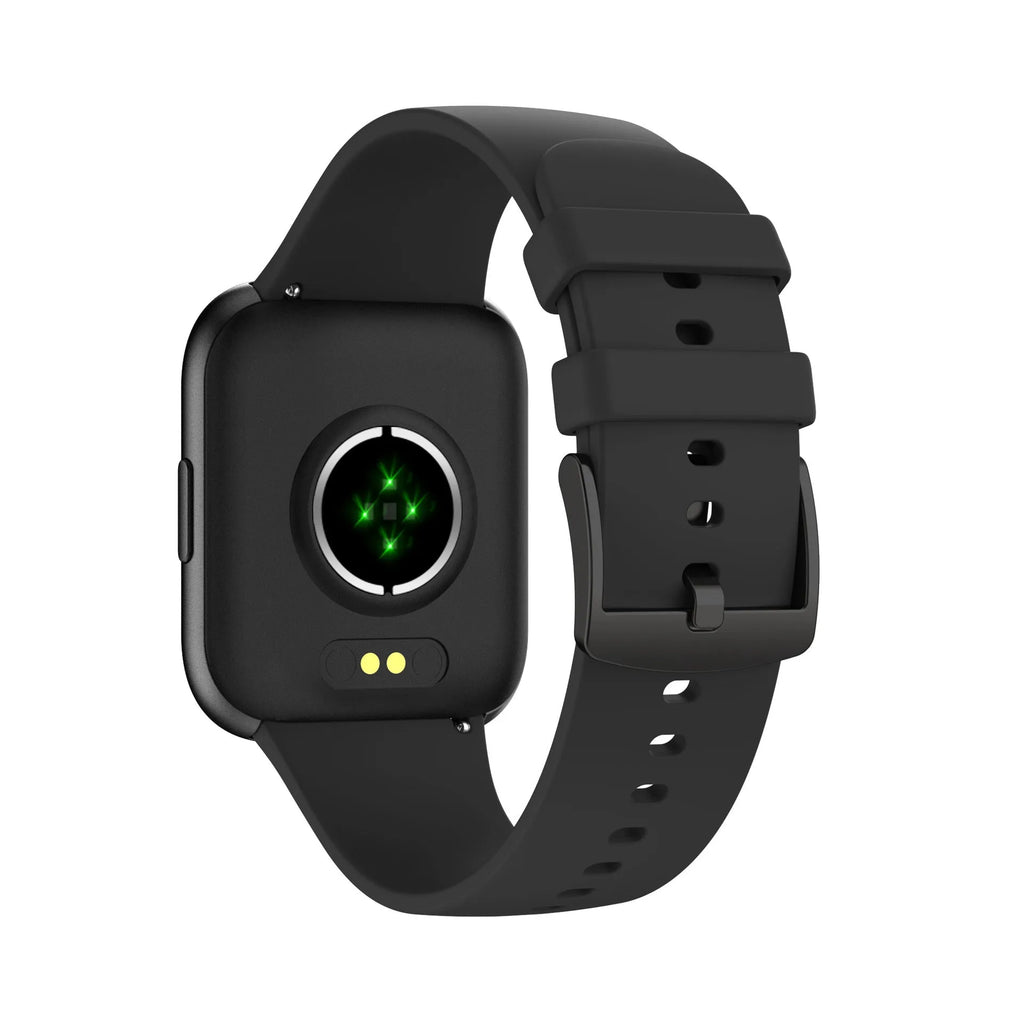 Full-touch heart rate monitoring smart bracelet with alloy case and silicone wristband in black