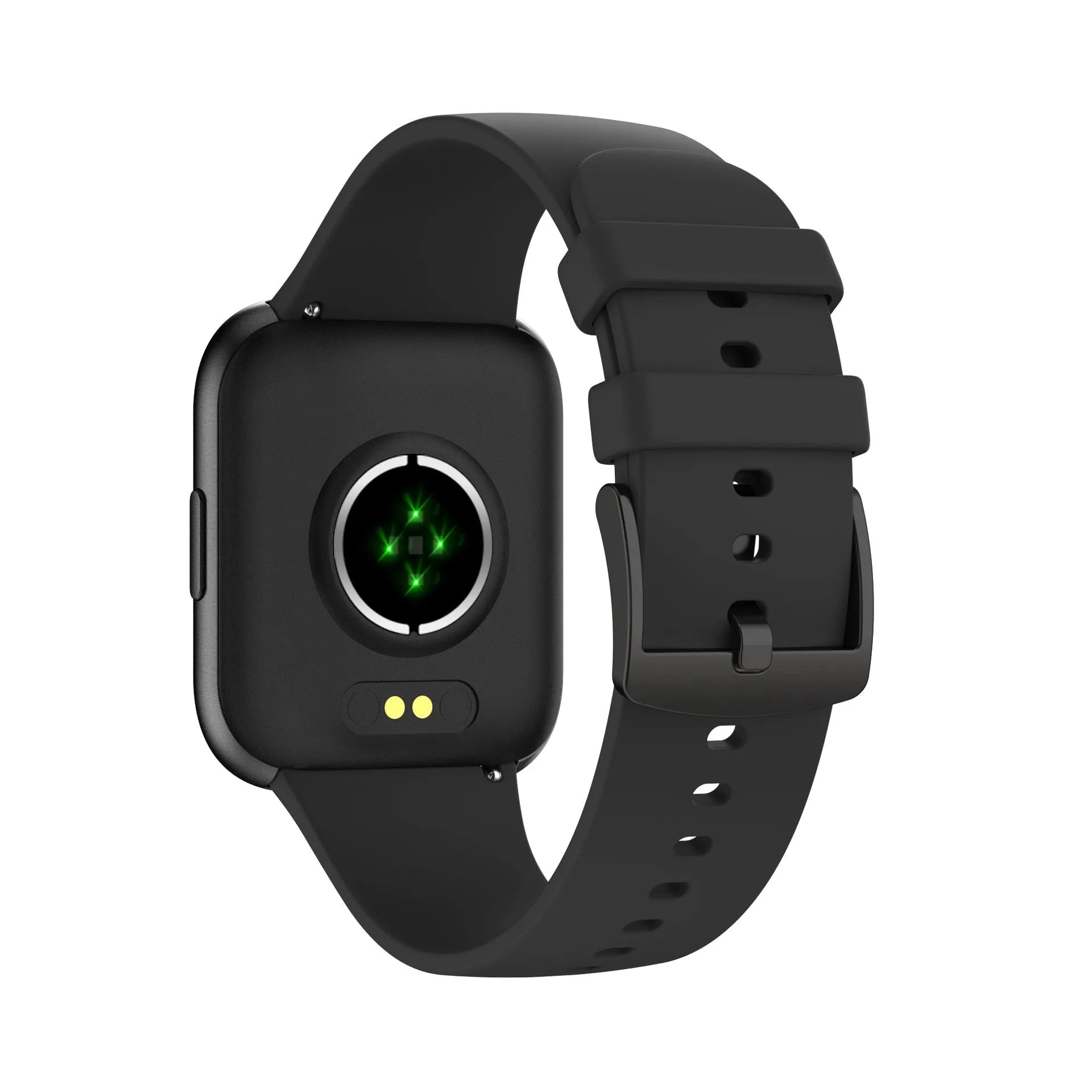 Full-touch heart rate monitoring smart bracelet with alloy case and silicone wristband in black