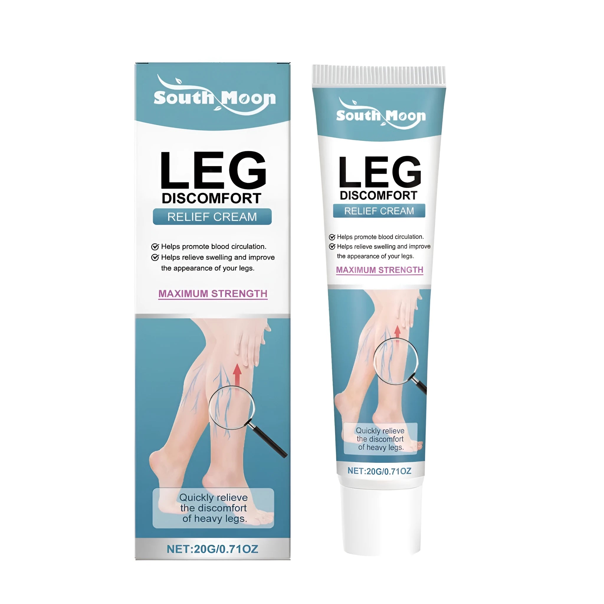 Leg soothing cream with Aesculus chinensis and mint leaves, white tube, relief for tired legs