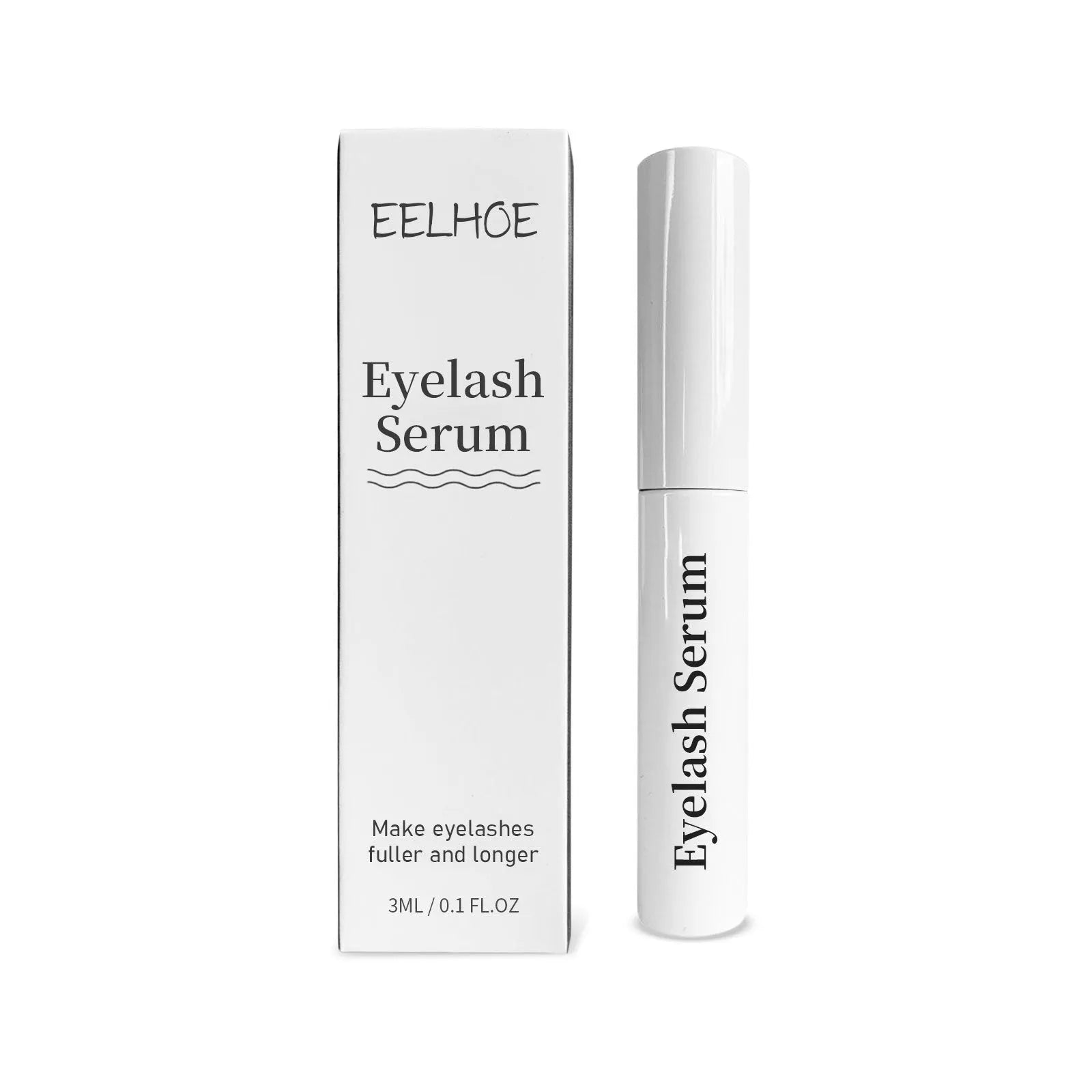 3ml bottle of black eyelash growth serum with applicator brush for natural curly lashes