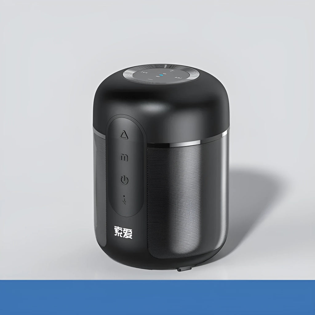 Black portable Bluetooth speaker with 30W output and 1500mAh battery.