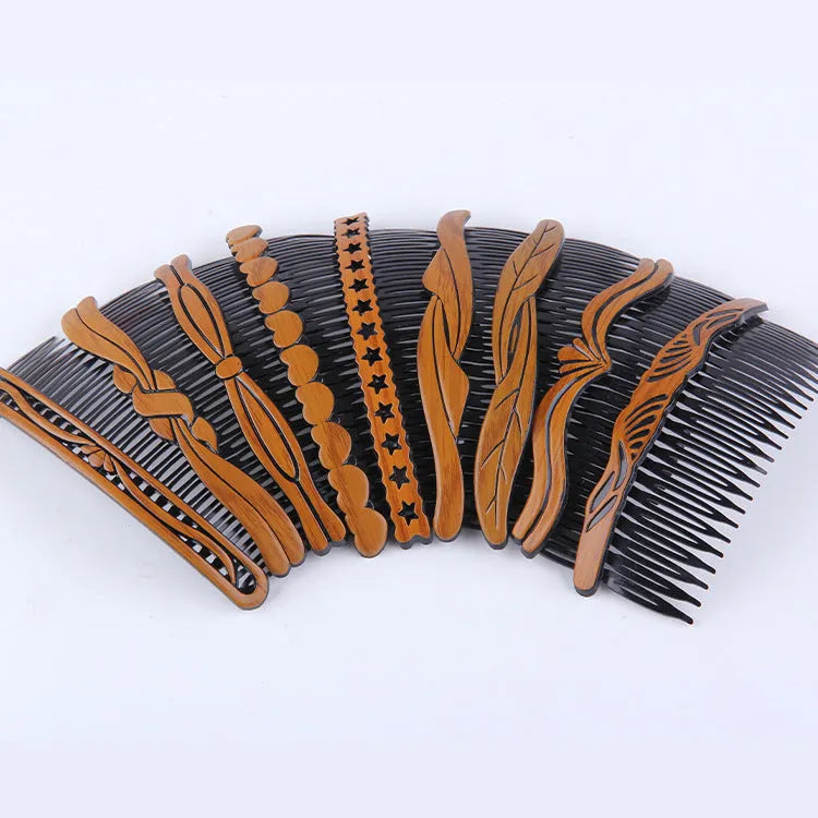Fashion retro plastic resin hair comb in Korean style for women, available in multiple colours