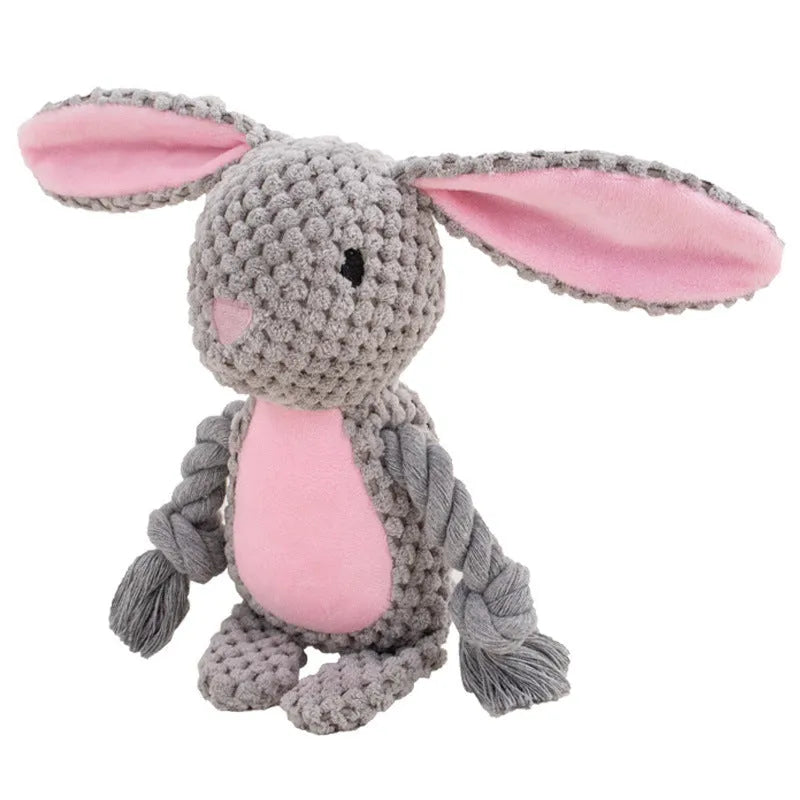Plush and cotton rope interactive tug of war dog toy in hippo design