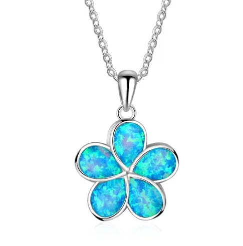 Silver filled blue opal sea turtle pendant necklace with vintage finish